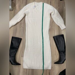 LOFT Cozy Cream Long Sleeve Dress